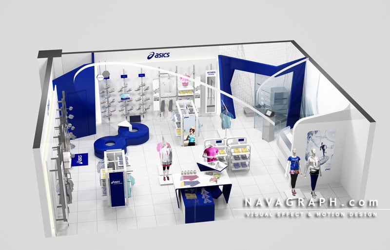 フォトリアルCG 建築パース ASICS 店内パース 001