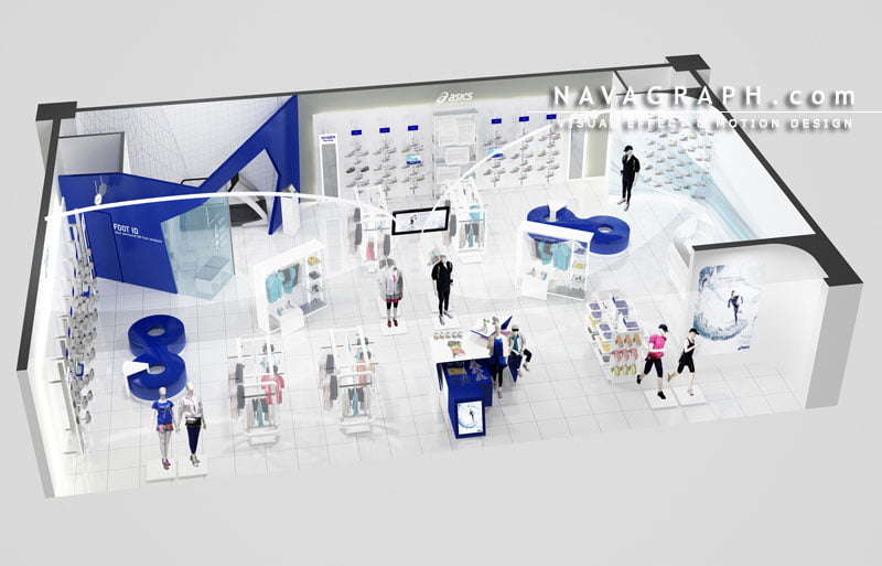 フォトリアルCG 建築パース ASICS 店内パース 003