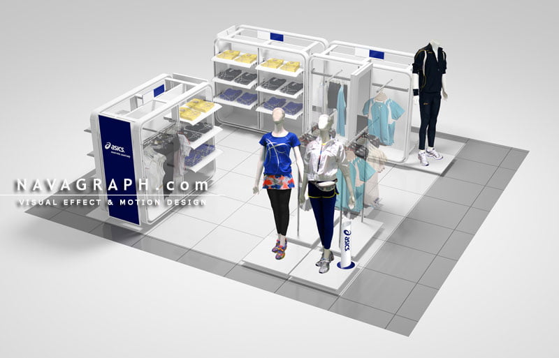 フォトリアルCG 建築パース ASICS 店内パース 006