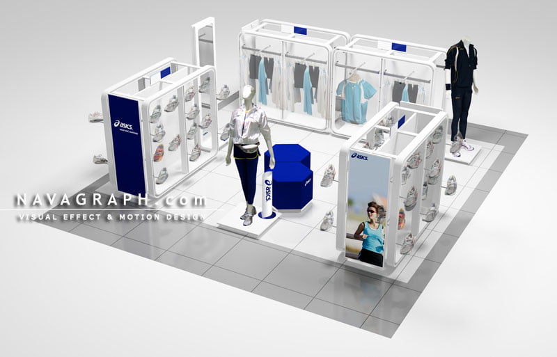 フォトリアルCG 建築パース ASICS 店内パース 007