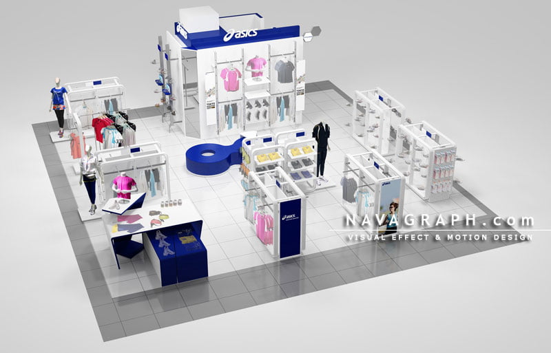 フォトリアルCG 建築パース ASICS 店内パース 013