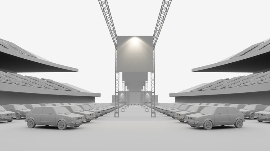 フォトリアルCG 建築パース Golf プライベートショー 展示会 01 white