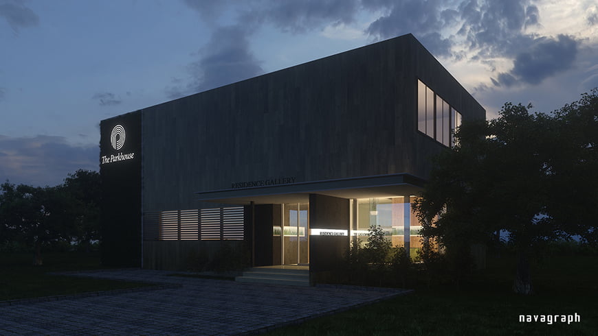 フォトリアルCG 建築パース 時間経過をビジュアル化 外観パース 夜