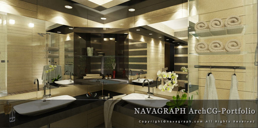 フォトリアルCG 建築パース INAX 時間経過 バスルーム アングル シミュレーション 05