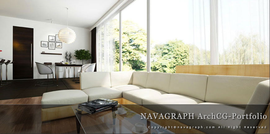 フォトリアルCG 建築パース リビングルーム オリジナル 01