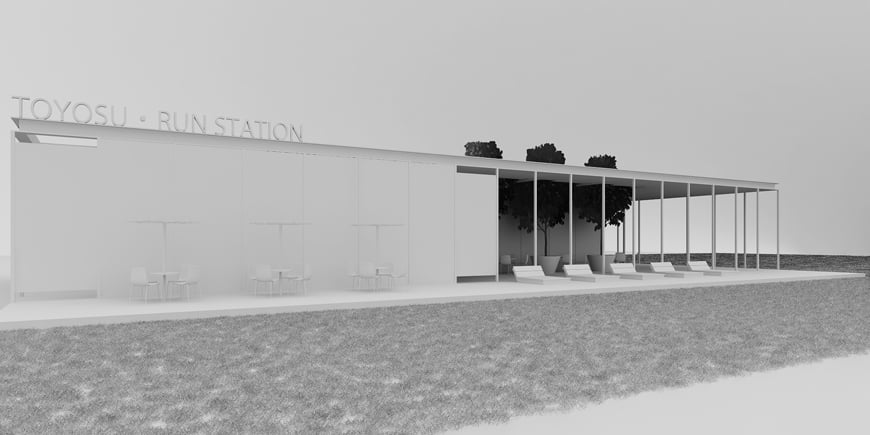 フォトリアルCG 建築パース 外観 RUNステーション 02 white