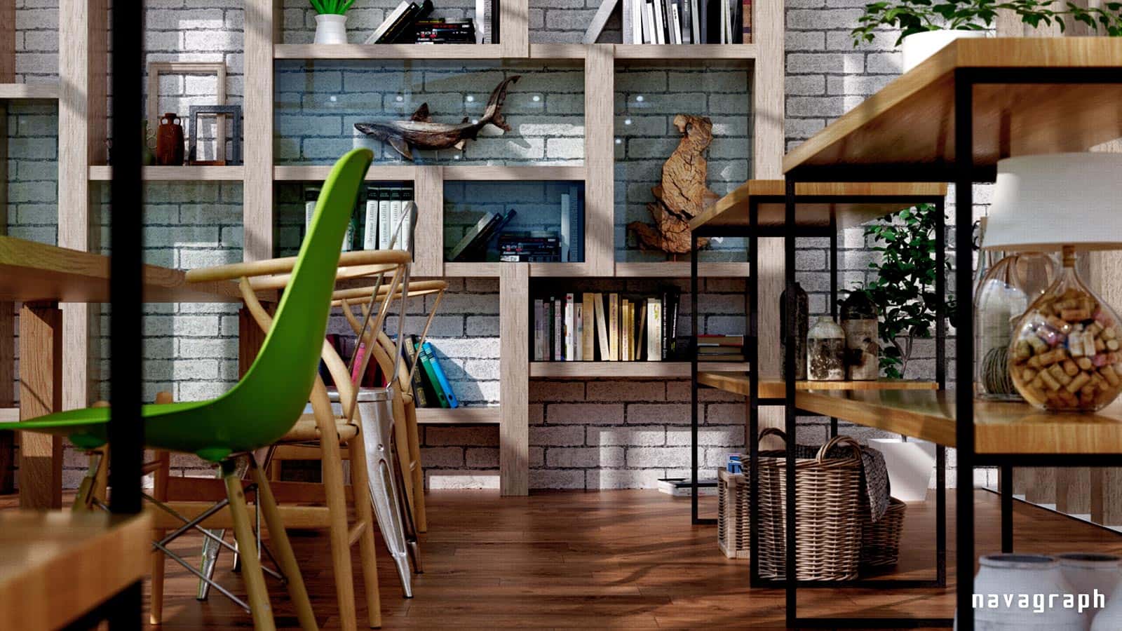 フォトリアル建築パース 住宅内観CG｜ラウンジの空間表現