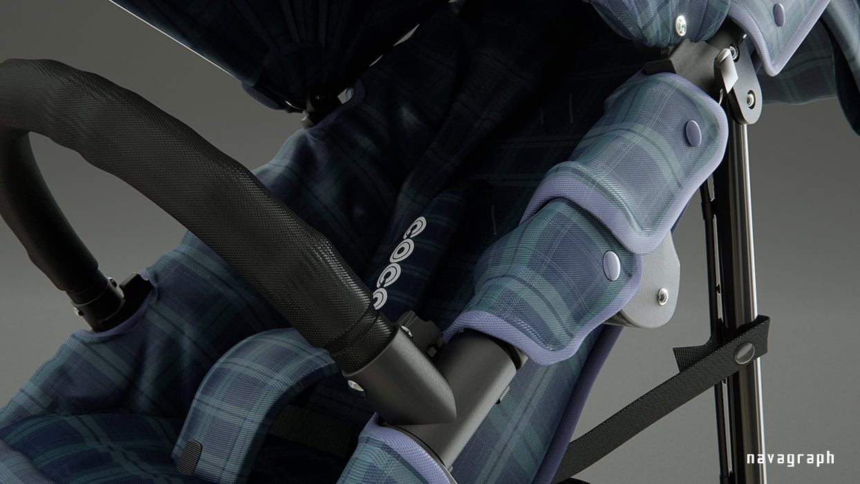 フォトリアルCG プロダクト CG airbuggy ベビーカー パース top